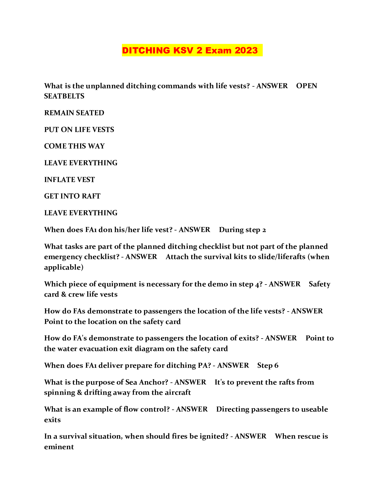 Preview image for DITCHING KSV 2 Exam 2023